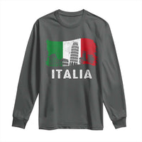 Italian Flag Long Sleeve Shirt Distressed Style Pisa Tower Colosseum Classic Scooter - Wonder Print Shop