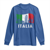 Italian Flag Long Sleeve Shirt Distressed Style Pisa Tower Colosseum Classic Scooter - Wonder Print Shop