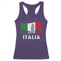 Italian Flag Racerback Tank Top Distressed Style Pisa Tower Colosseum Classic Scooter - Wonder Print Shop