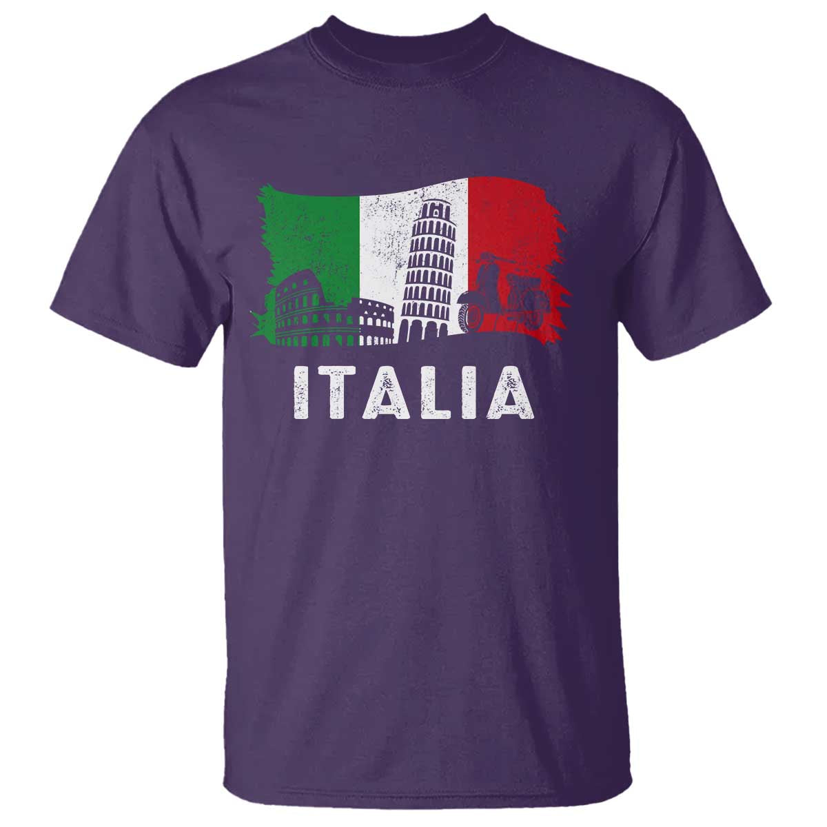 Italian Flag T Shirt Distressed Style Pisa Tower Colosseum Classic Scooter - Wonder Print Shop