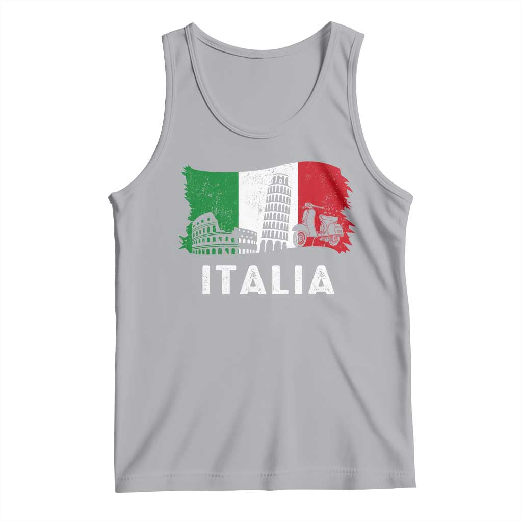 Italian Flag Tank Top Distressed Style Pisa Tower Colosseum Classic Scooter - Wonder Print Shop