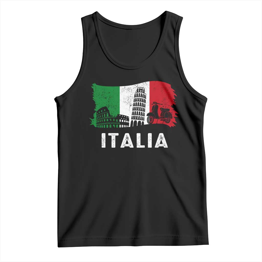 Italian Flag Tank Top Distressed Style Pisa Tower Colosseum Classic Scooter - Wonder Print Shop