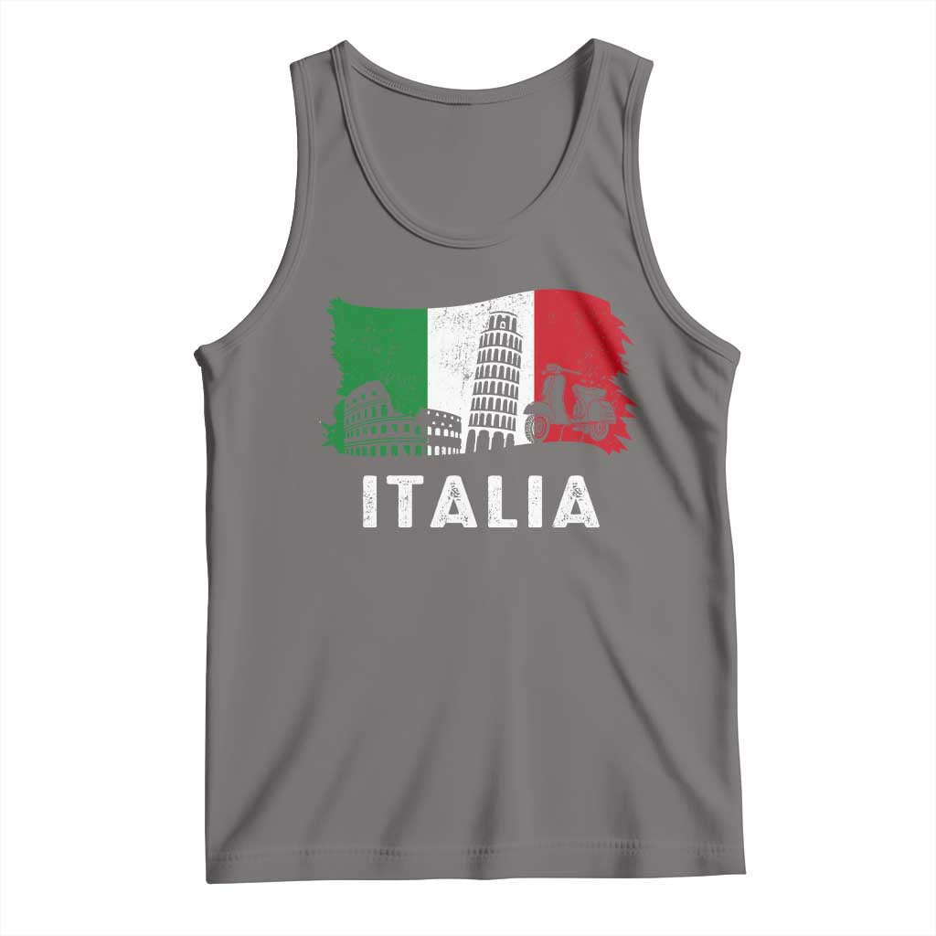 Italian Flag Tank Top Distressed Style Pisa Tower Colosseum Classic Scooter - Wonder Print Shop