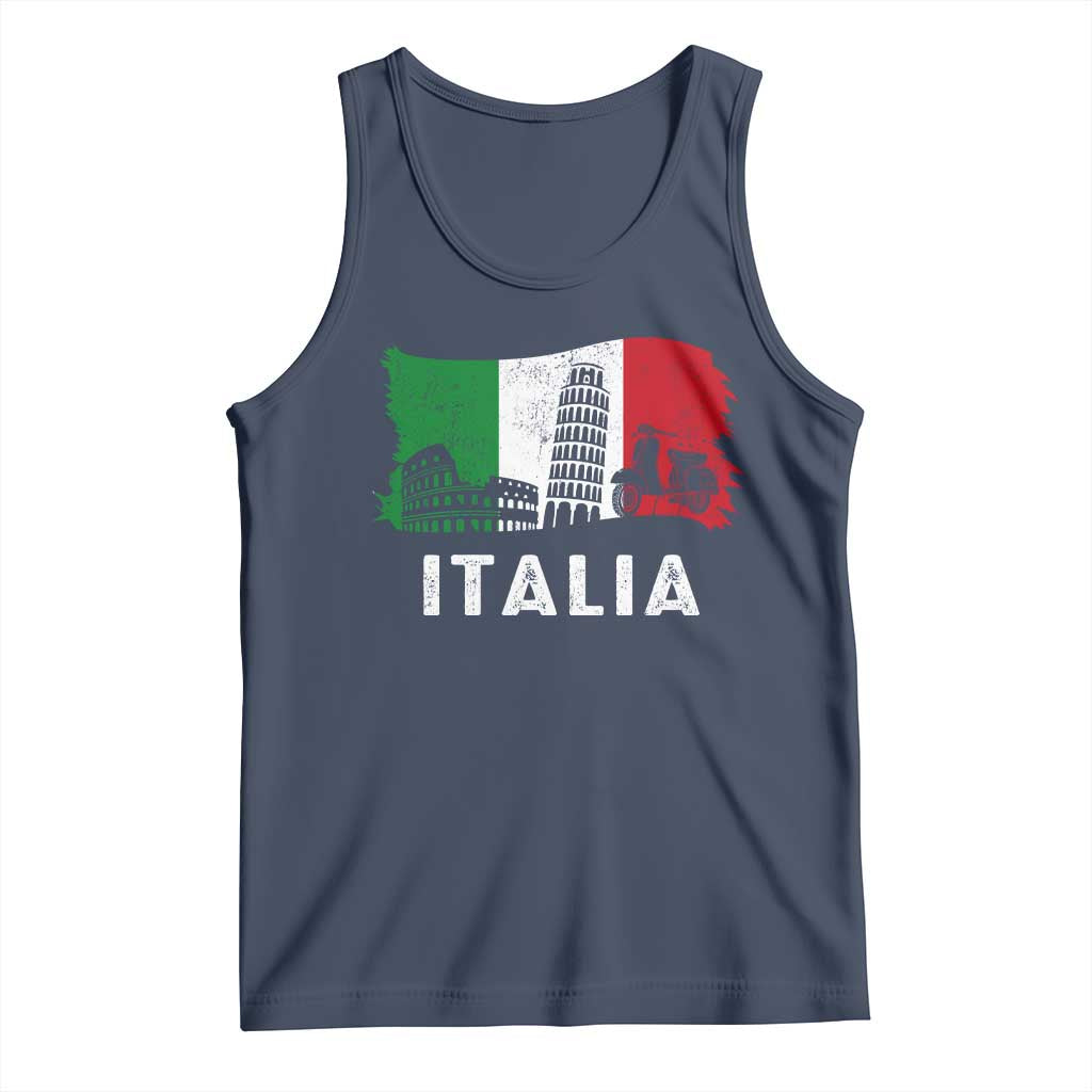 Italian Flag Tank Top Distressed Style Pisa Tower Colosseum Classic Scooter - Wonder Print Shop