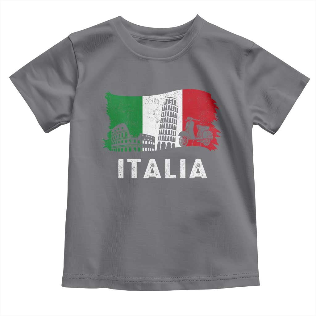 Italian Flag Toddler T Shirt Distressed Style Pisa Tower Colosseum Classic Scooter - Wonder Print Shop