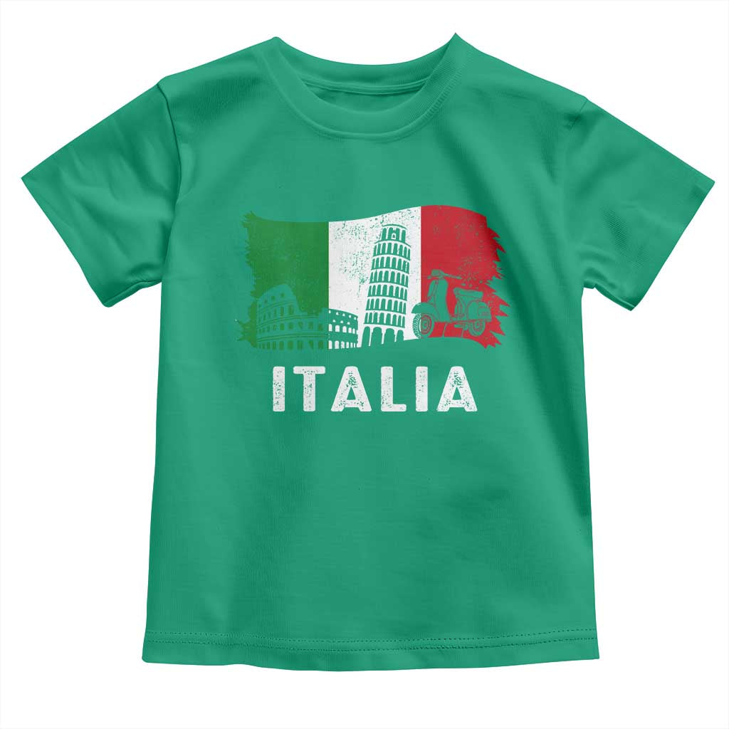 Italian Flag Toddler T Shirt Distressed Style Pisa Tower Colosseum Classic Scooter - Wonder Print Shop