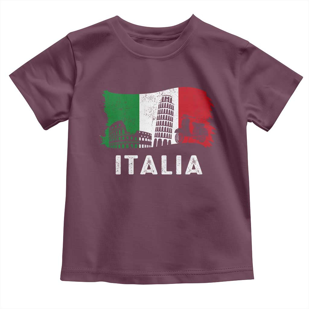 Italian Flag Toddler T Shirt Distressed Style Pisa Tower Colosseum Classic Scooter - Wonder Print Shop
