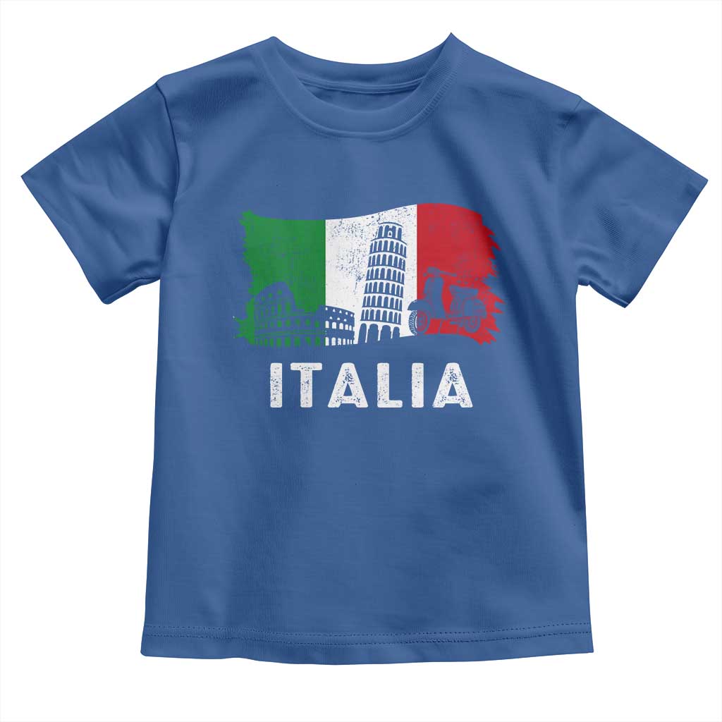Italian Flag Toddler T Shirt Distressed Style Pisa Tower Colosseum Classic Scooter - Wonder Print Shop