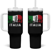 Italian Flag Tumbler With Handle Distressed Style Pisa Tower Colosseum Classic Scooter - Wonder Print Shop
