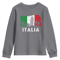 Italian Flag Youth Sweatshirt Distressed Style Pisa Tower Colosseum Classic Scooter - Wonder Print Shop