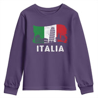 Italian Flag Youth Sweatshirt Distressed Style Pisa Tower Colosseum Classic Scooter - Wonder Print Shop