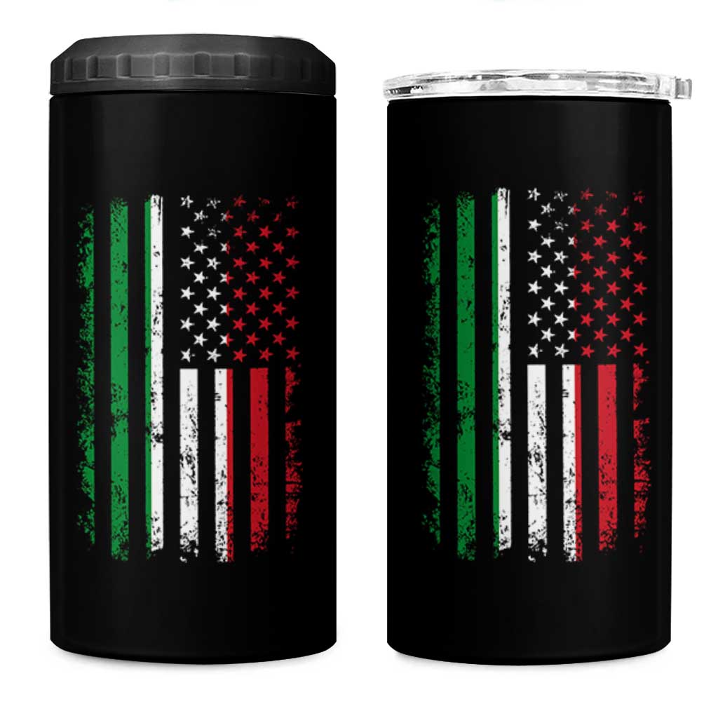 Italian American Flag 4 in 1 Can Cooler Tumbler Retro Italian Family Italy Flag - Wonder Print Shop