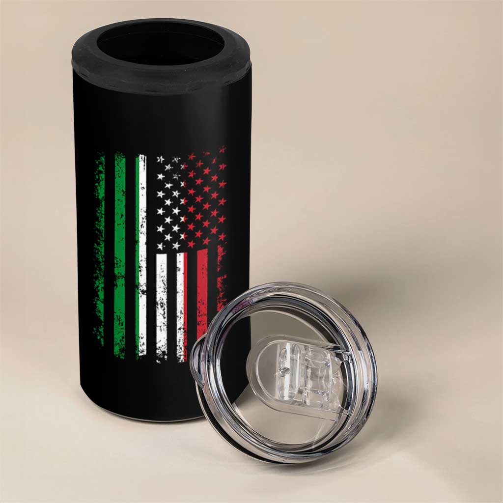 Italian American Flag 4 in 1 Can Cooler Tumbler Retro Italian Family Italy Flag - Wonder Print Shop
