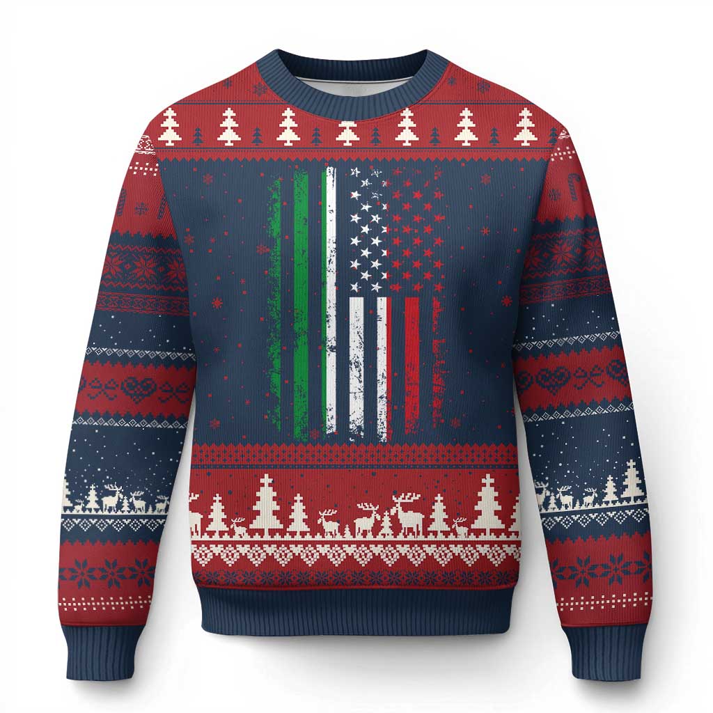Italian American Flag Ugly Christmas Sweater Retro Italian Family Italy Flag - Wonder Print Shop