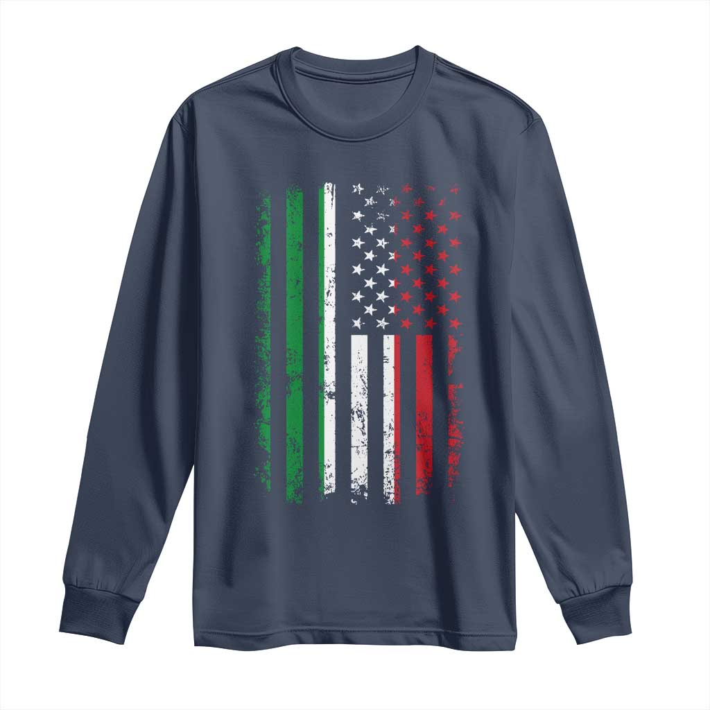 Italian American Flag Long Sleeve Shirt Retro Italian Family Italy Flag - Wonder Print Shop