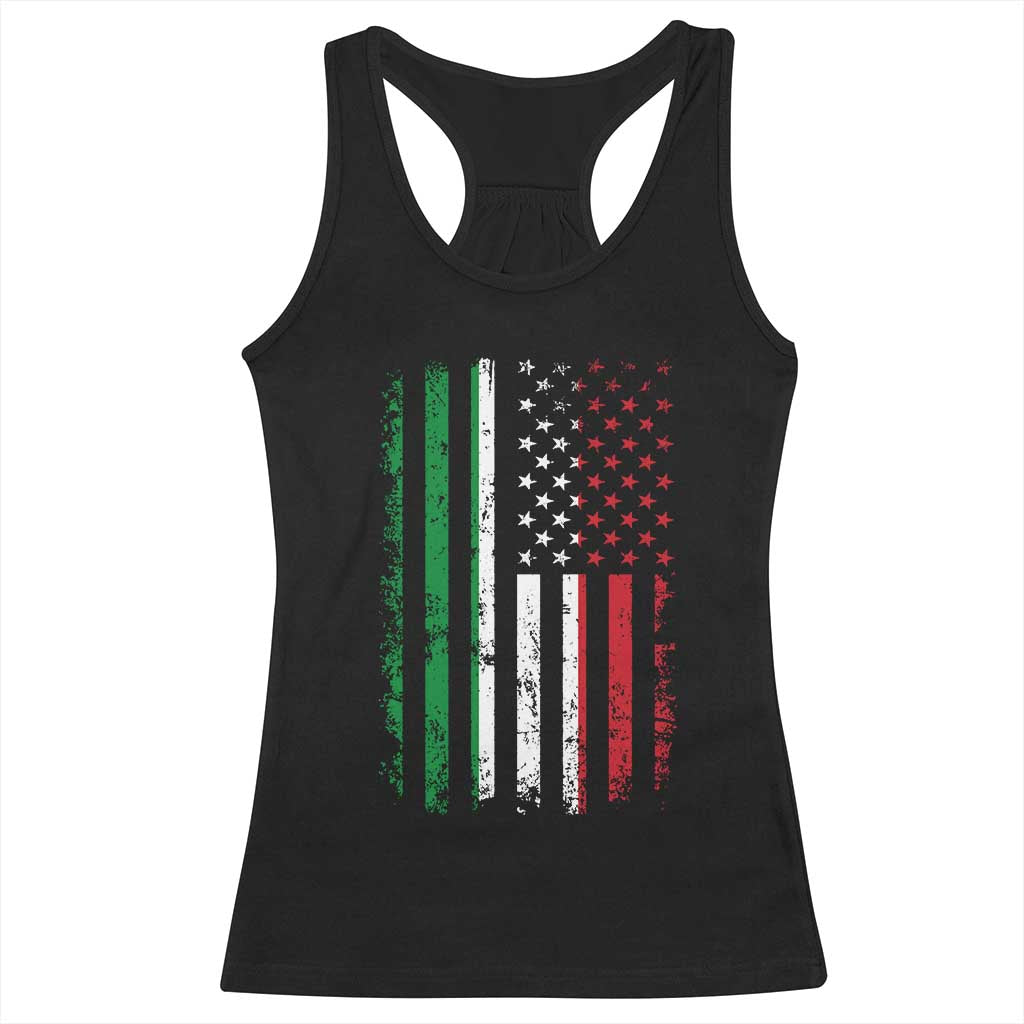 Italian American Flag Racerback Tank Top Retro Italian Family Italy Flag - Wonder Print Shop
