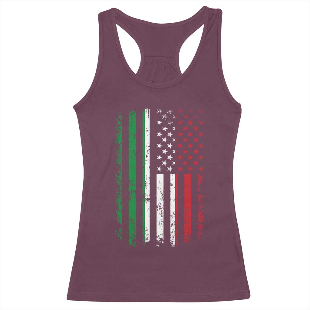 Italian American Flag Racerback Tank Top Retro Italian Family Italy Flag - Wonder Print Shop
