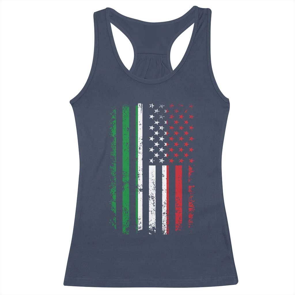 Italian American Flag Racerback Tank Top Retro Italian Family Italy Flag - Wonder Print Shop