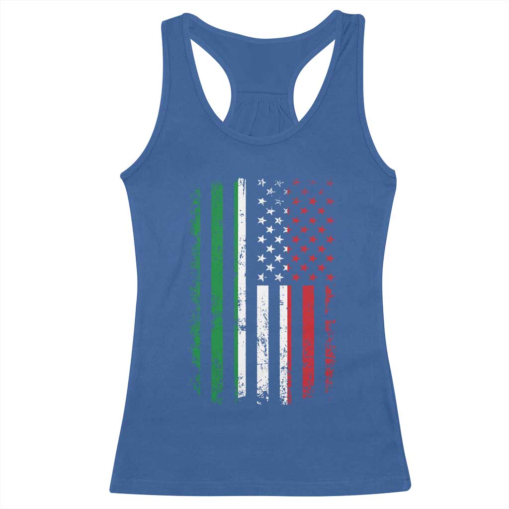 Italian American Flag Racerback Tank Top Retro Italian Family Italy Flag - Wonder Print Shop