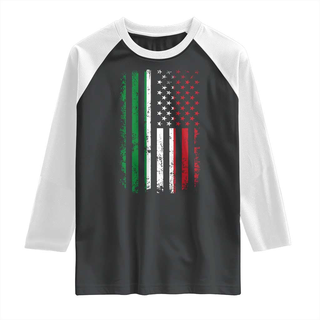 Italian American Flag Raglan Shirt Retro Italian Family Italy Flag - Wonder Print Shop