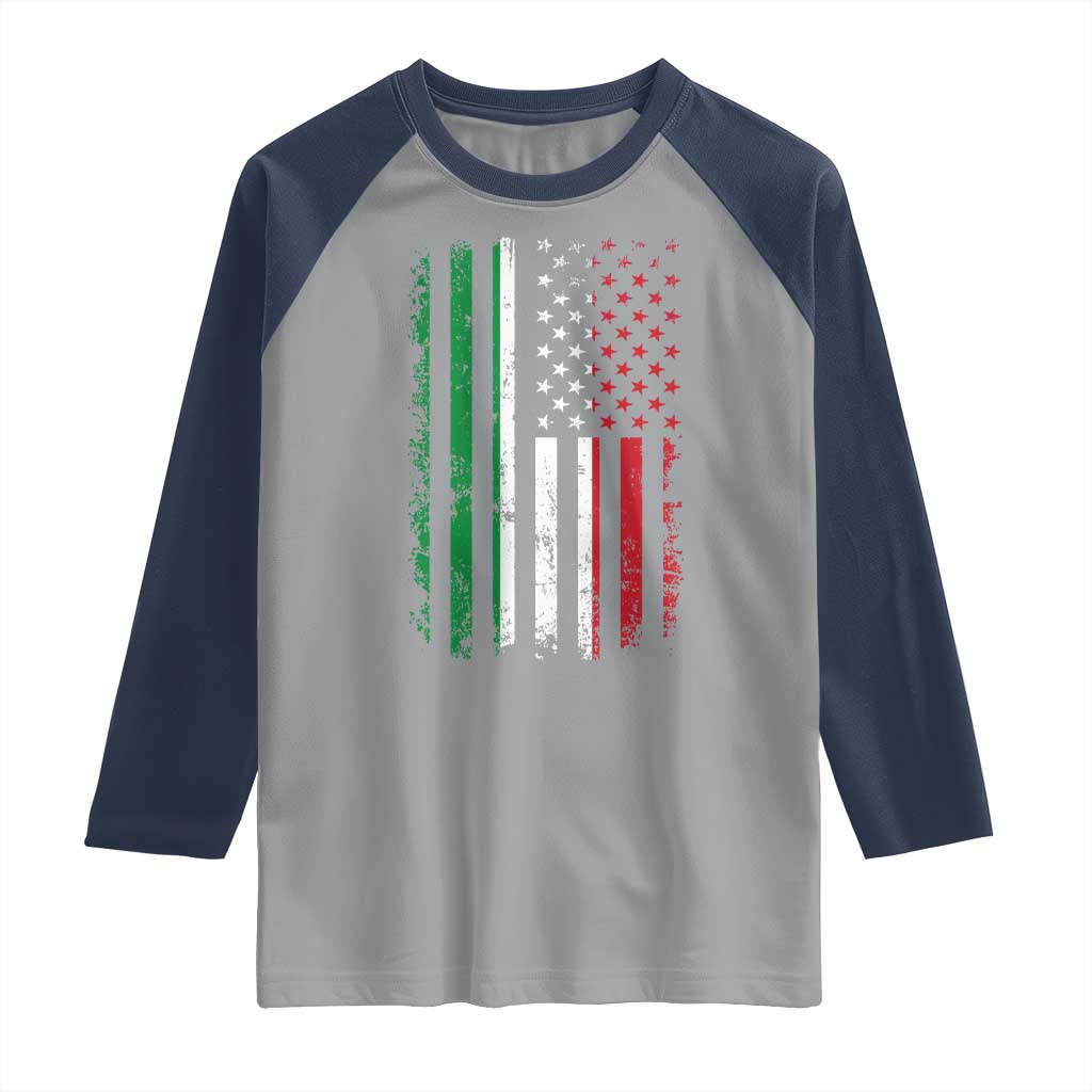 Italian American Flag Raglan Shirt Retro Italian Family Italy Flag - Wonder Print Shop