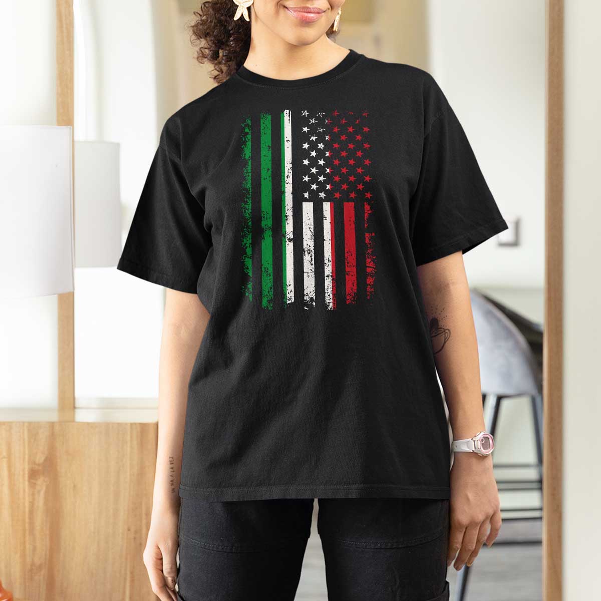 Italian American Flag T Shirt For Women Retro Italian Family Italy Flag - Wonder Print Shop