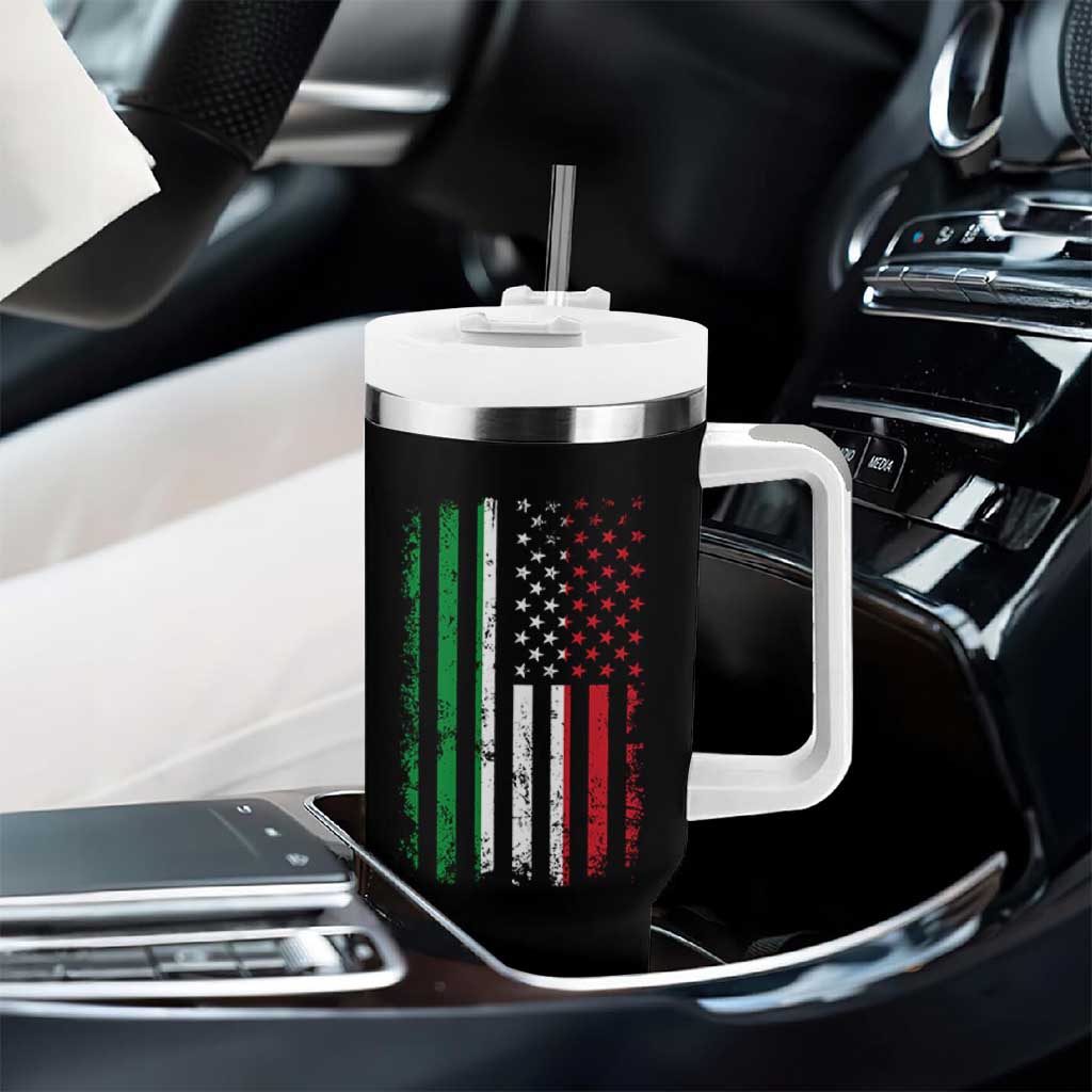 Italian American Flag Tumbler With Handle Retro Italian Family Italy Flag - Wonder Print Shop