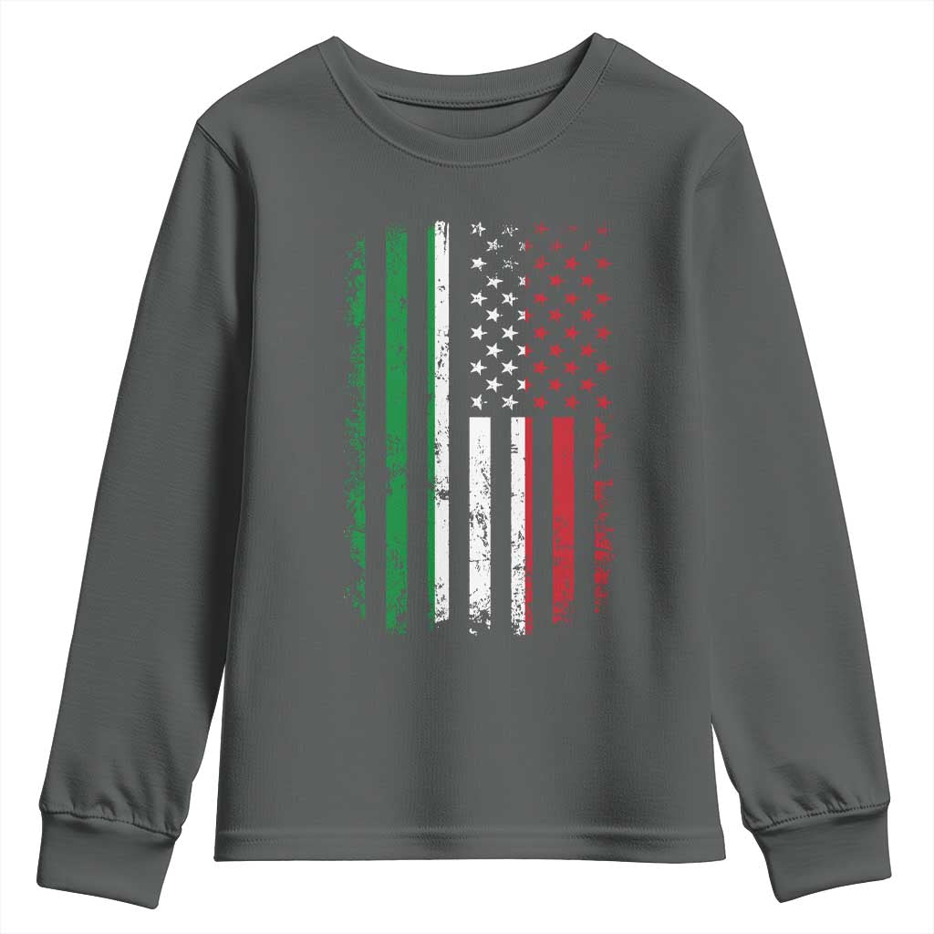 Italian American Flag Youth Sweatshirt Retro Italian Family Italy Flag - Wonder Print Shop