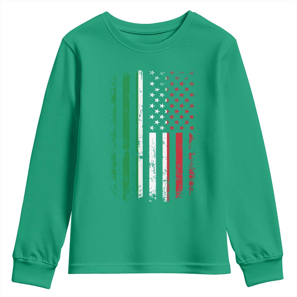 Italian American Flag Youth Sweatshirt Retro Italian Family Italy Flag - Wonder Print Shop
