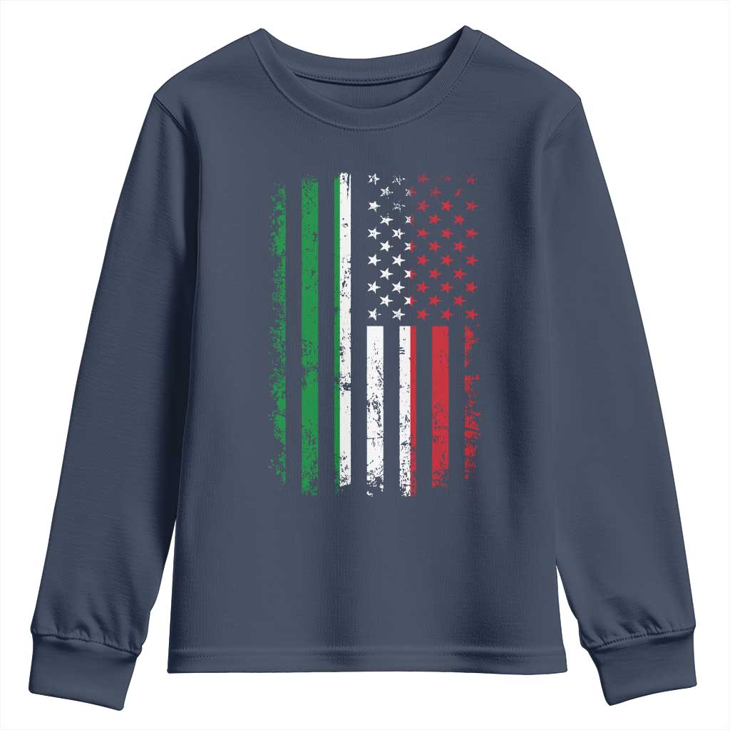 Italian American Flag Youth Sweatshirt Retro Italian Family Italy Flag - Wonder Print Shop