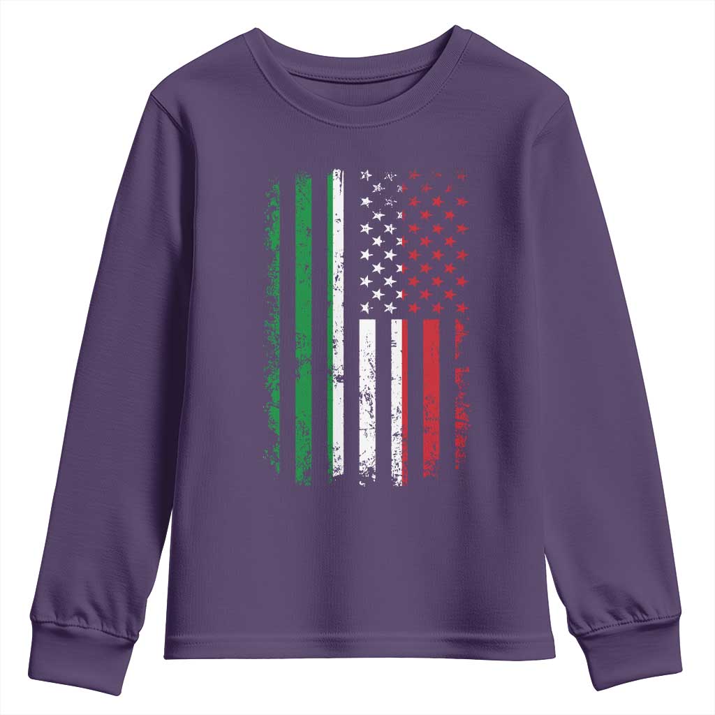 Italian American Flag Youth Sweatshirt Retro Italian Family Italy Flag - Wonder Print Shop