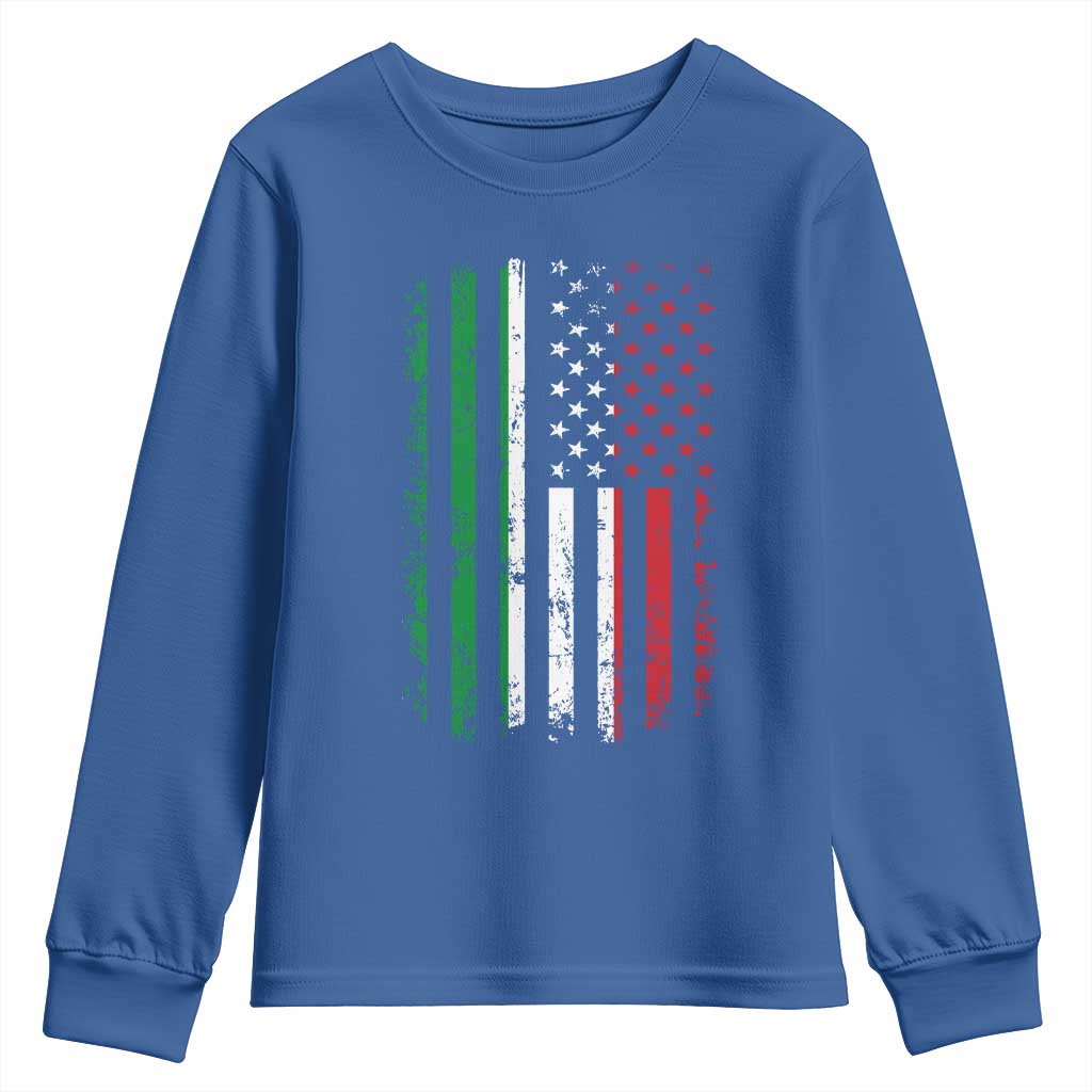 Italian American Flag Youth Sweatshirt Retro Italian Family Italy Flag - Wonder Print Shop