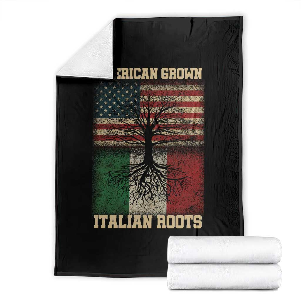American Grown Italian Roots Throw Blanket USA Italy Flag Family Tree Italian - Wonder Print Shop