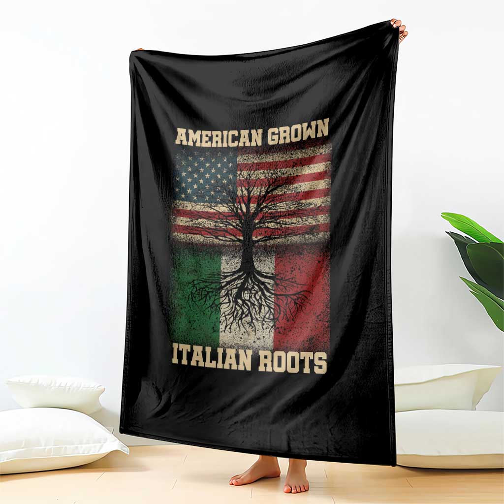 American Grown Italian Roots Throw Blanket USA Italy Flag Family Tree Italian - Wonder Print Shop