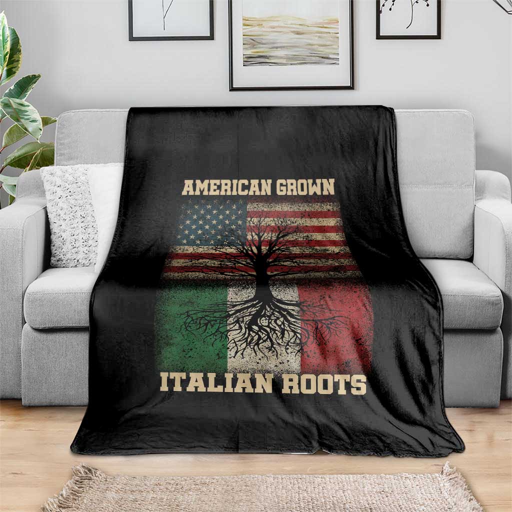 American Grown Italian Roots Throw Blanket USA Italy Flag Family Tree Italian - Wonder Print Shop