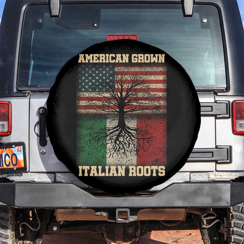 American Grown Italian Roots Spare Tire Cover USA Italy Flag Family Tree Italian - Wonder Print Shop
