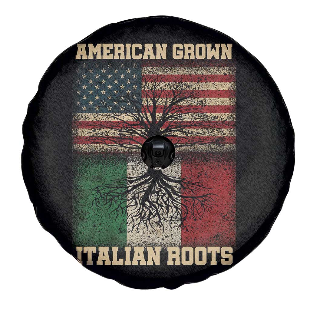 American Grown Italian Roots Spare Tire Cover USA Italy Flag Family Tree Italian - Wonder Print Shop