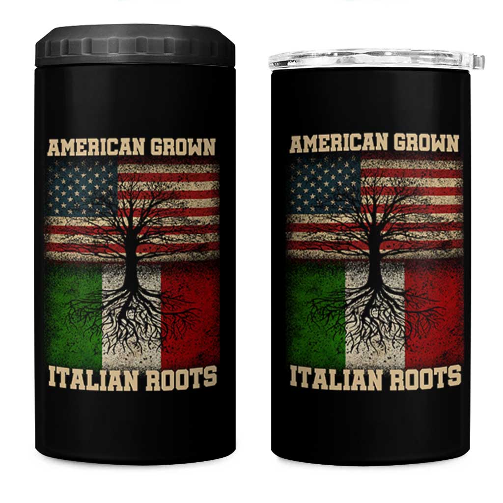 American Grown Italian Roots 4 in 1 Can Cooler Tumbler USA Italy Flag Family Tree Italian - Wonder Print Shop