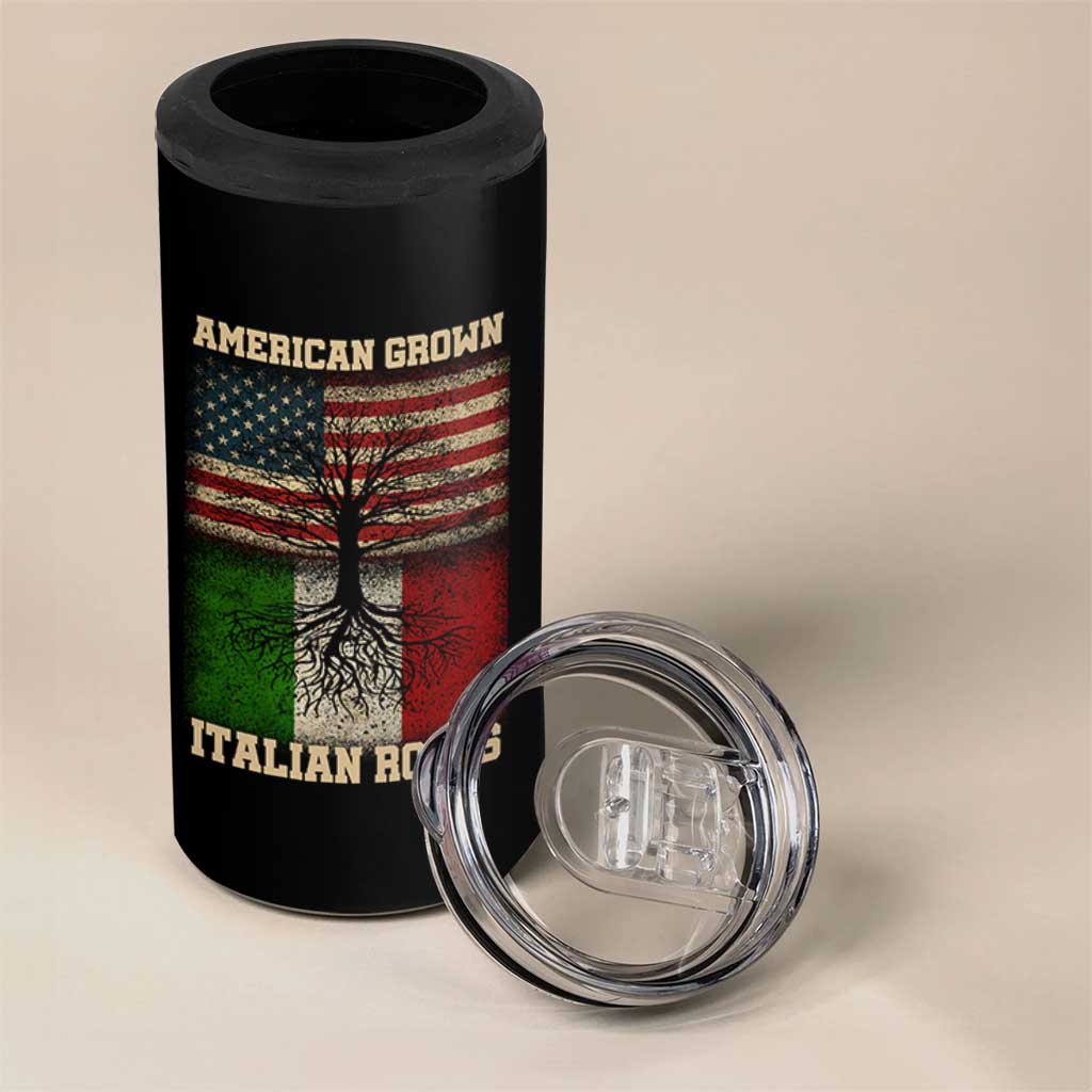 American Grown Italian Roots 4 in 1 Can Cooler Tumbler USA Italy Flag Family Tree Italian - Wonder Print Shop