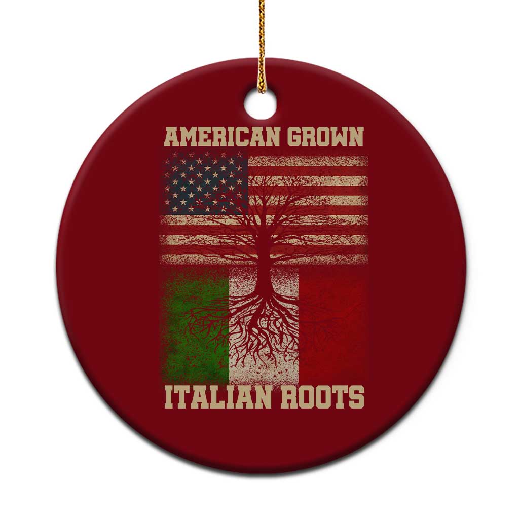 American Grown Italian Roots Ceramic Ornament USA Italy Flag Family Tree Italian - Wonder Print Shop