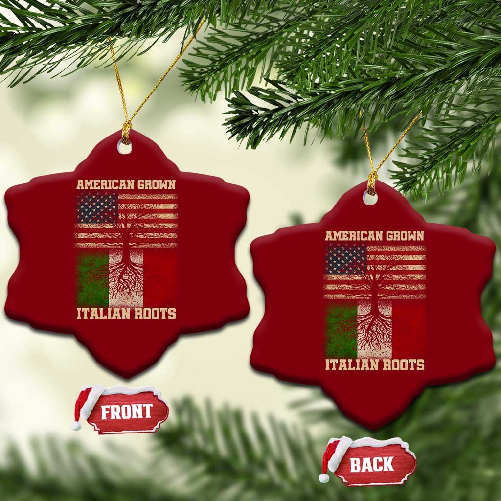 American Grown Italian Roots Ceramic Ornament USA Italy Flag Family Tree Italian - Wonder Print Shop