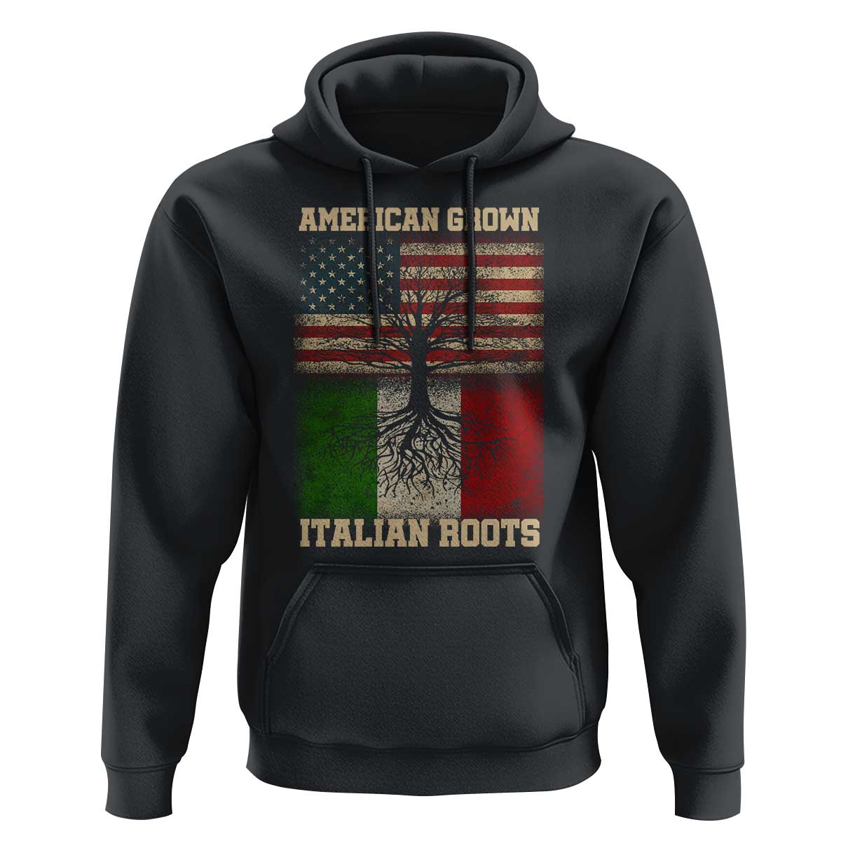 American Grown Italian Roots Hoodie USA Italy Flag Family Tree Italian - Wonder Print Shop