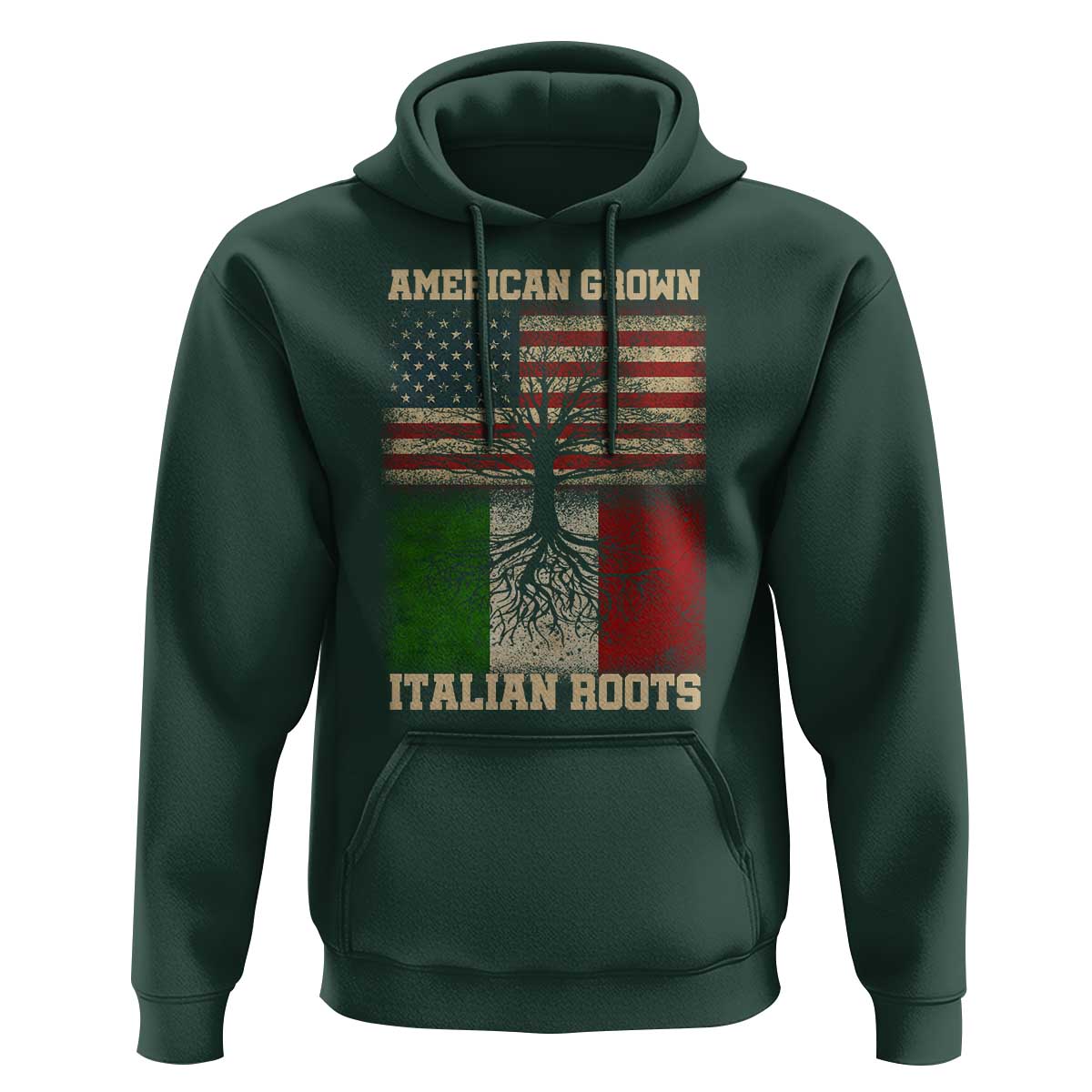American Grown Italian Roots Hoodie USA Italy Flag Family Tree Italian - Wonder Print Shop