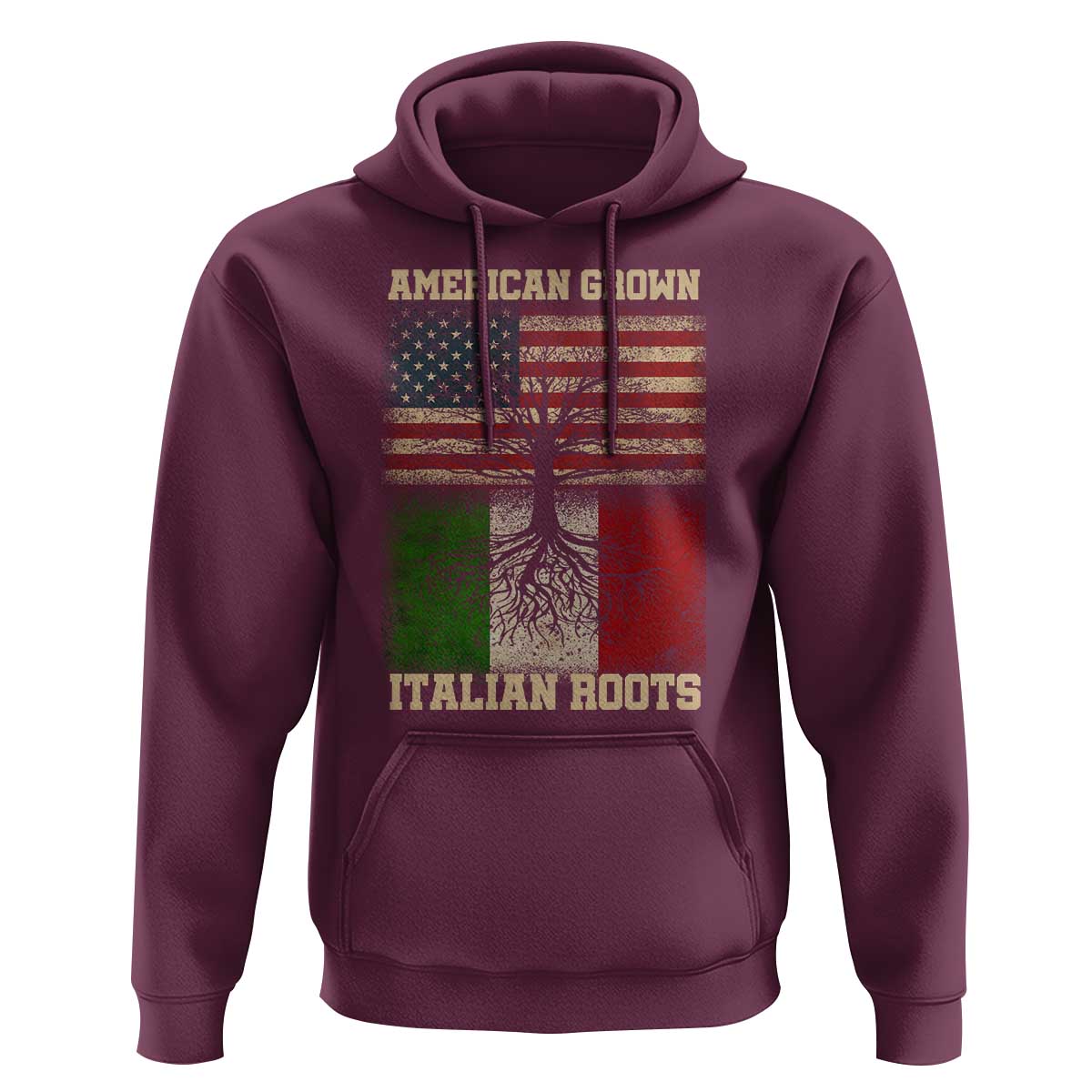 American Grown Italian Roots Hoodie USA Italy Flag Family Tree Italian - Wonder Print Shop
