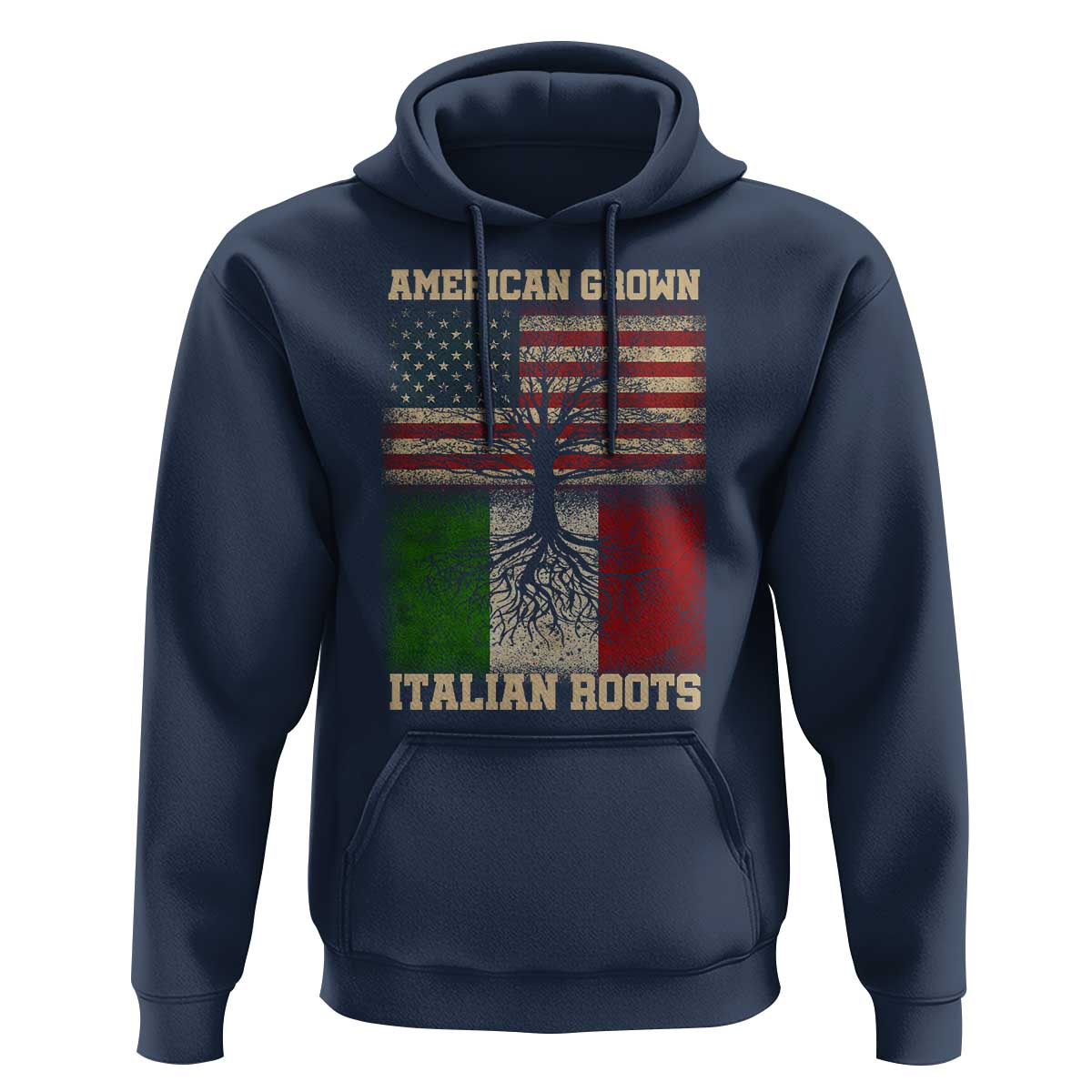 American Grown Italian Roots Hoodie USA Italy Flag Family Tree Italian - Wonder Print Shop