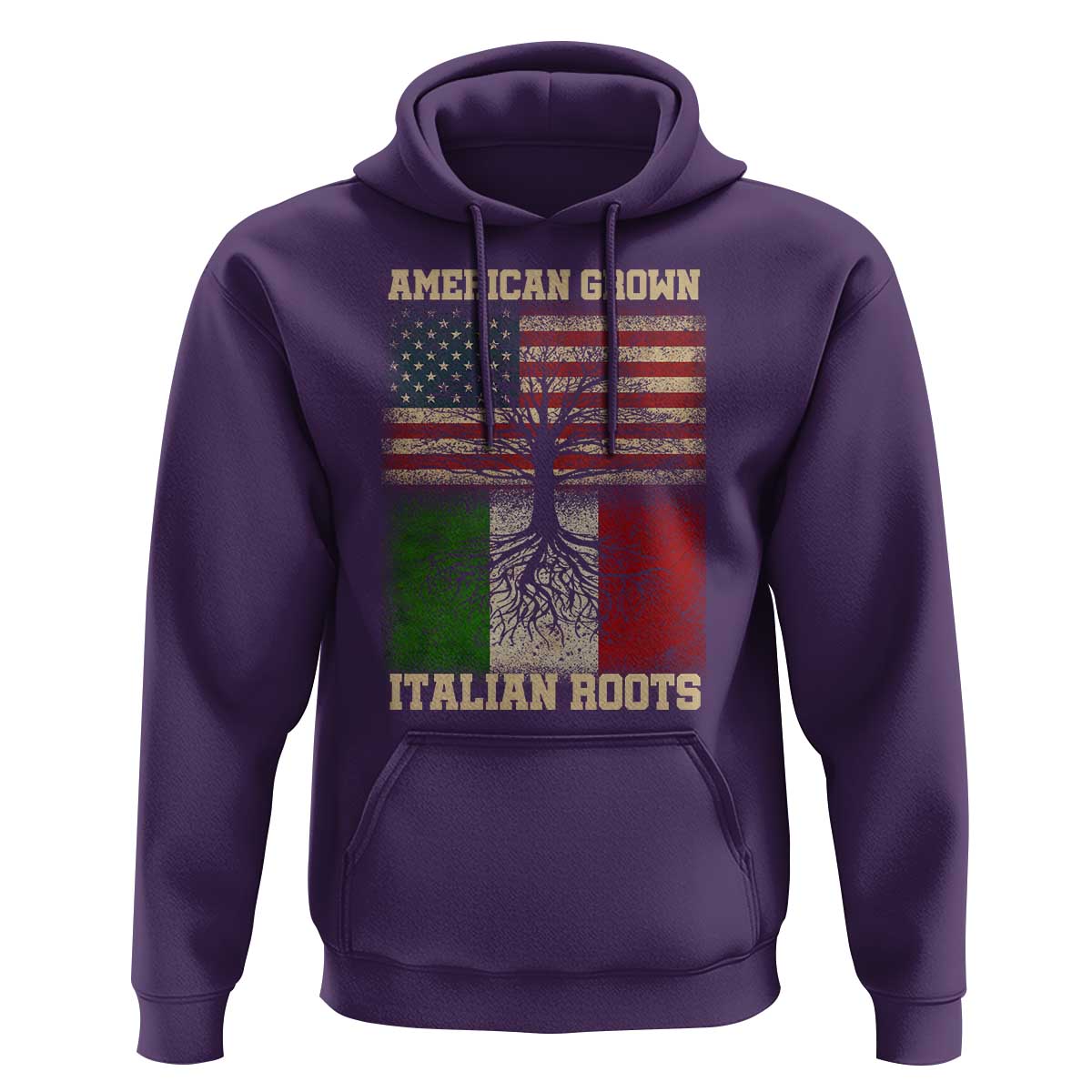 American Grown Italian Roots Hoodie USA Italy Flag Family Tree Italian - Wonder Print Shop