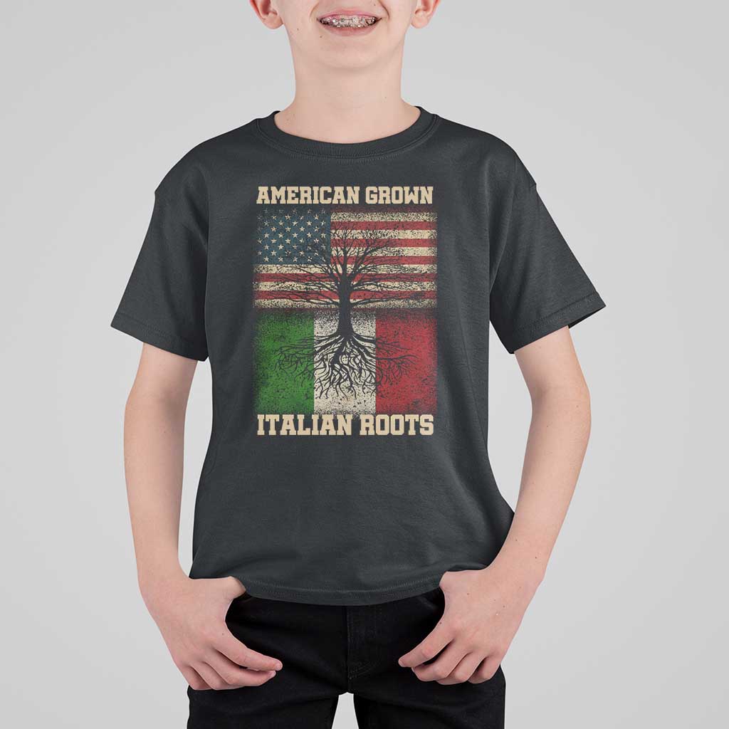 American Grown Italian Roots T Shirt For Kid USA Italy Flag Family Tree Italian - Wonder Print Shop