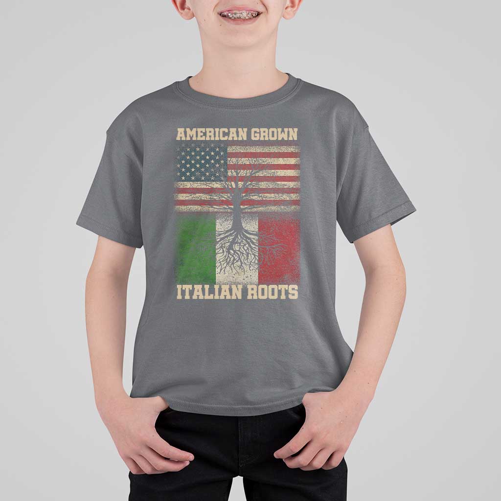 American Grown Italian Roots T Shirt For Kid USA Italy Flag Family Tree Italian - Wonder Print Shop
