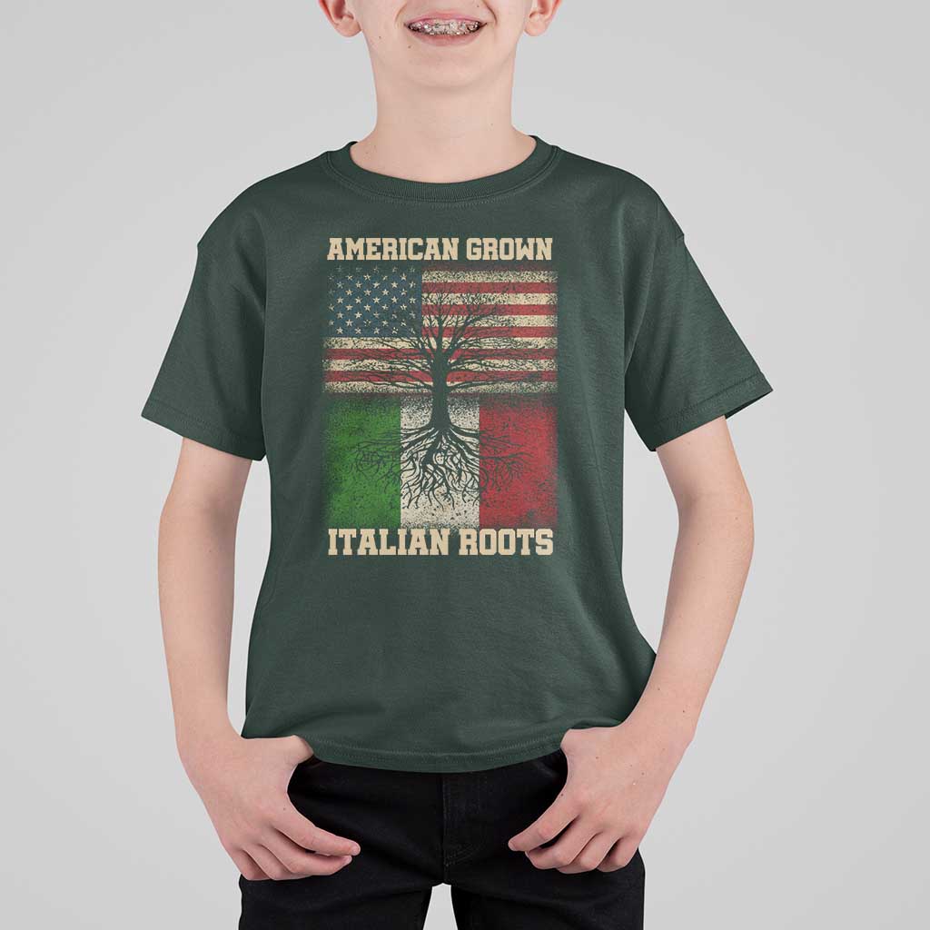 American Grown Italian Roots T Shirt For Kid USA Italy Flag Family Tree Italian - Wonder Print Shop