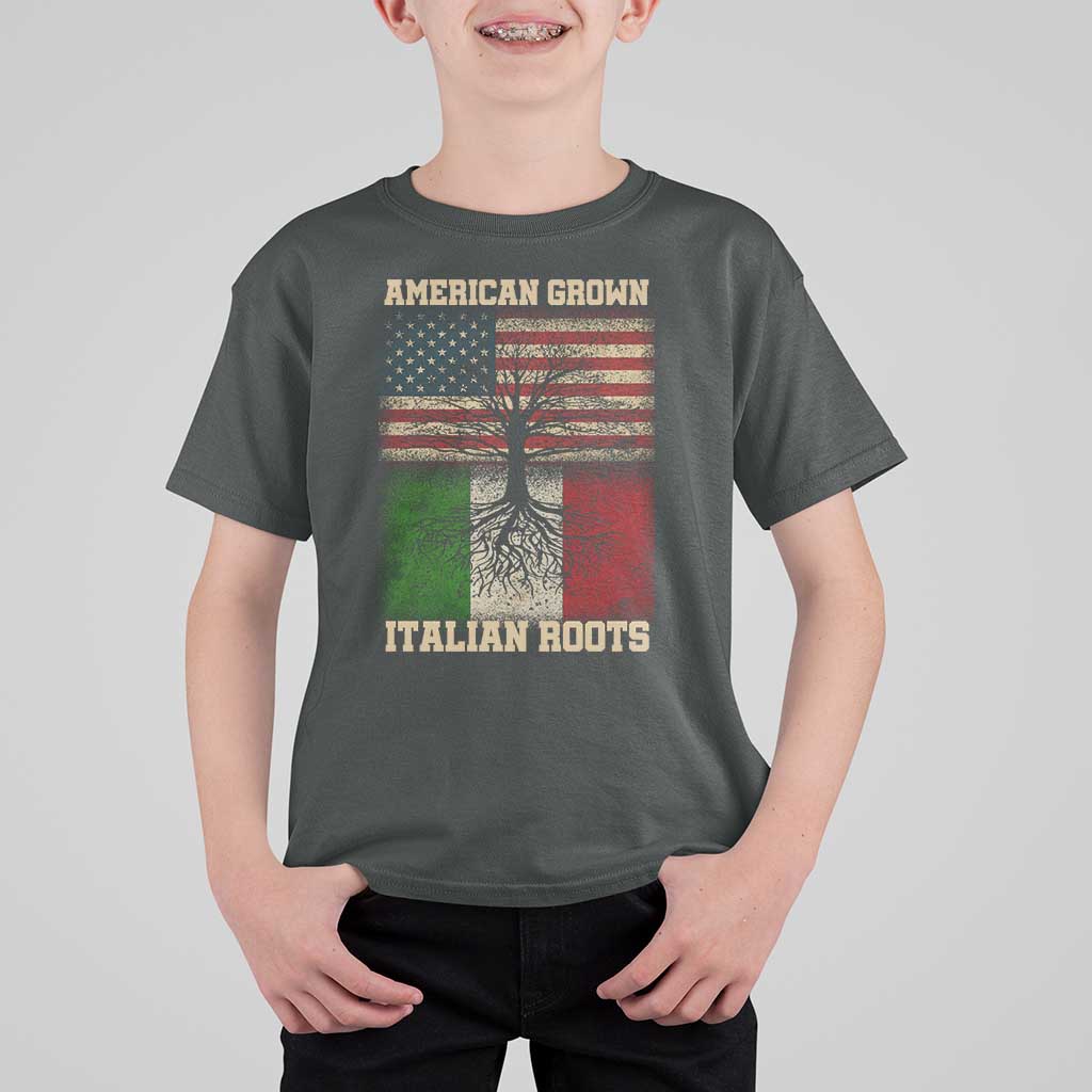 American Grown Italian Roots T Shirt For Kid USA Italy Flag Family Tree Italian - Wonder Print Shop